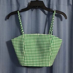Zara Gingham Green and White Crop Top